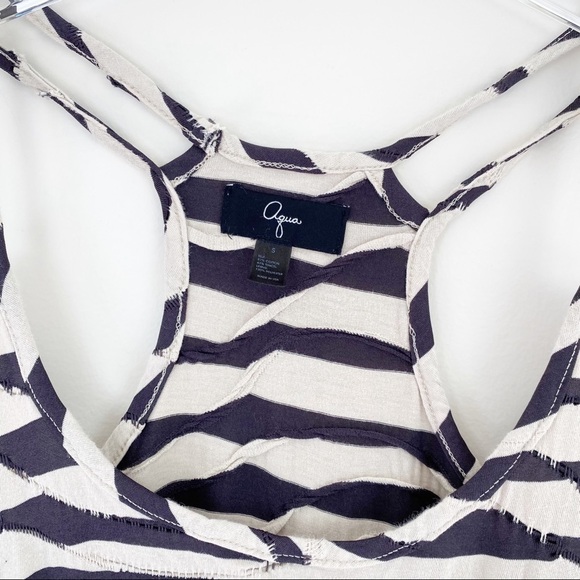 Aqua Navy Blue and White Striped Racerback Dress - Picture 3 of 9